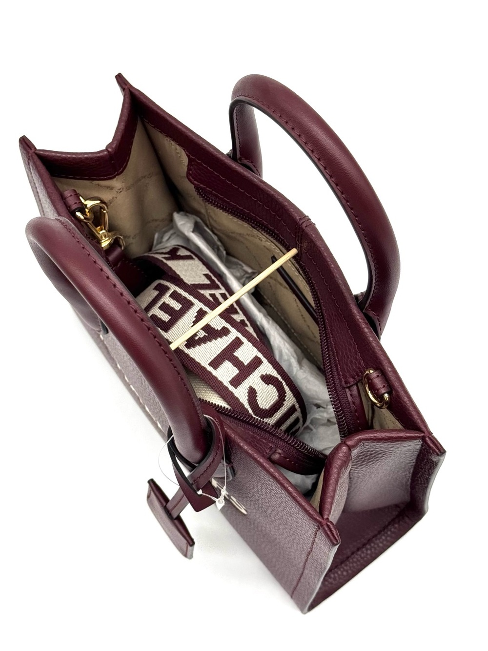 Michael Kors Mirella Small Signature Logo Crossbody Bag Ox Blood - Picture 7 of 8